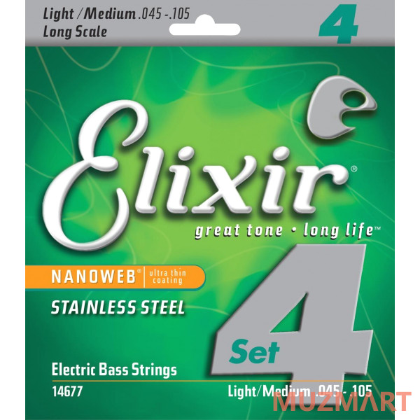 Elixir 14677 NanoWeb Струны для бас-гитары Medium 45-105