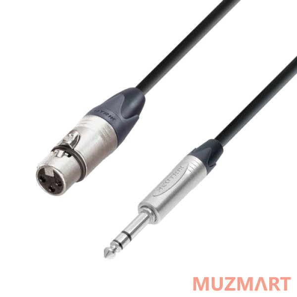Adam Hall Hall K5BFV1000 Микрофонный кабель XLR(F)-Jack stereo, с разъёмами Neutrik, 10м