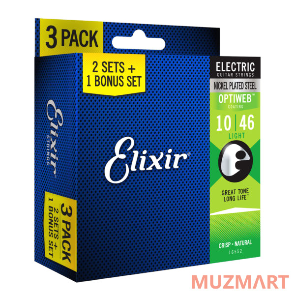 Elixir 16552 OPTIWEB LIGHT 3-PACK Струны для электрогитары