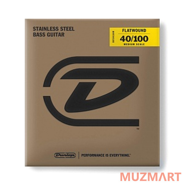 Dunlop DBFS40100M Flatwound Medium Scale Комплект струн для бас-гитары