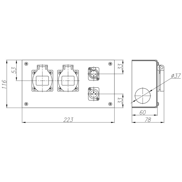 ТТС KPC-3-2R-1F3-1M3 Коробка розеточная