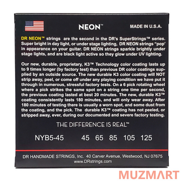 DR NYB5-45 HI-DEF NEON Струны для 5-струнной бас-гитары