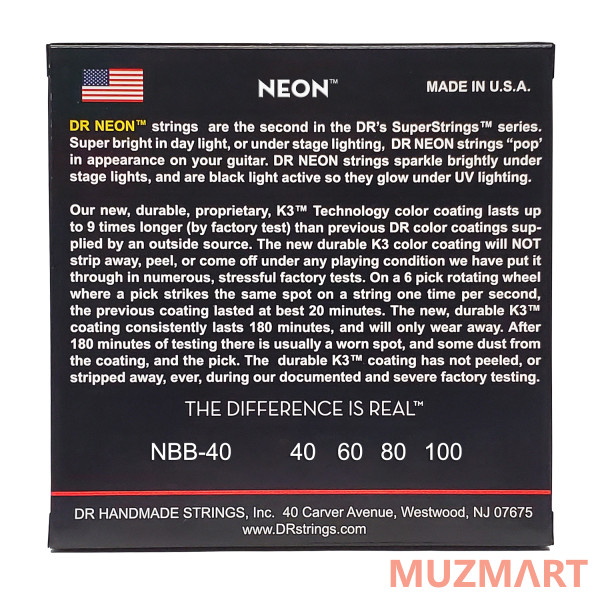 DR NBB-40 HI-DEF NEON Струны для 4-струнной бас-гитары