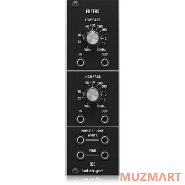 Behringer 923 FILTERS модуль синтезатора: фильтр High Pass и Low Pass с генератором белого и розового шума, формат Eurorack