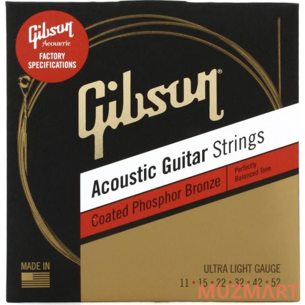 Gibson SAG-CPB11 COATED PHOSPHOR BRONZE ULTRA LIGHT GAUGE Струны для акустической гитары