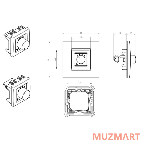Powersoft WMP SELECTOR SQUARE WHITE 4-позиционный контроллер для удаленного управления усилителем
