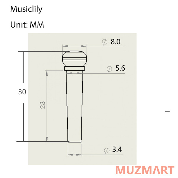 Musiclily MX0741-6 Фиксатор струны для гитары, черное дерево, с глазком, 6шт