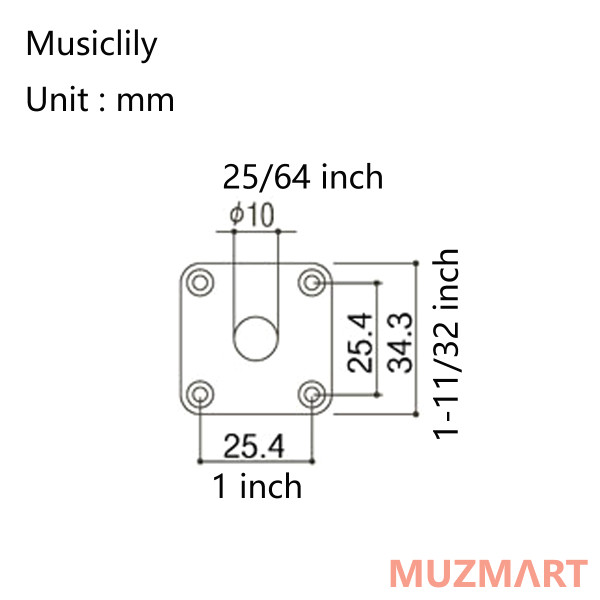 Musiclily MX1586BK-2 Накладка выходного разъема гитары Gibson LP/Epiphone, черная, 2шт
