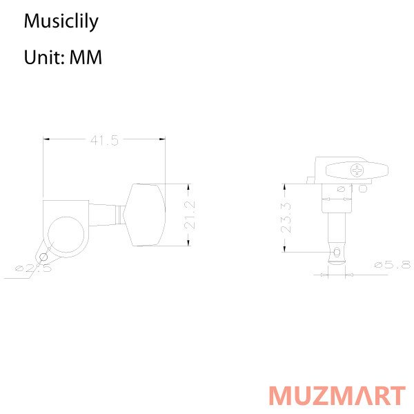 Musiclily M567-3M763-3 Колки для гитары, 3+3, черные