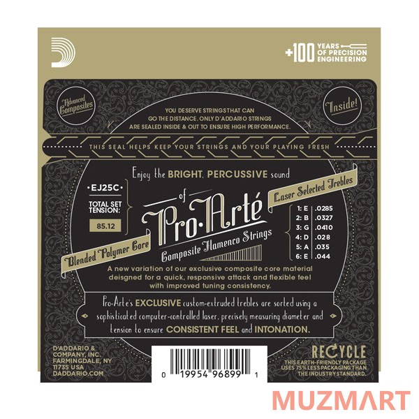 D'Addario EJ25C Composite SILVER/CLEAR Nylon Струны для классической гитары