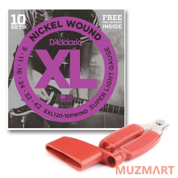 D'Addario EXL120-10PWIND Струны для электрогитары + вертушка для струн в подарок!