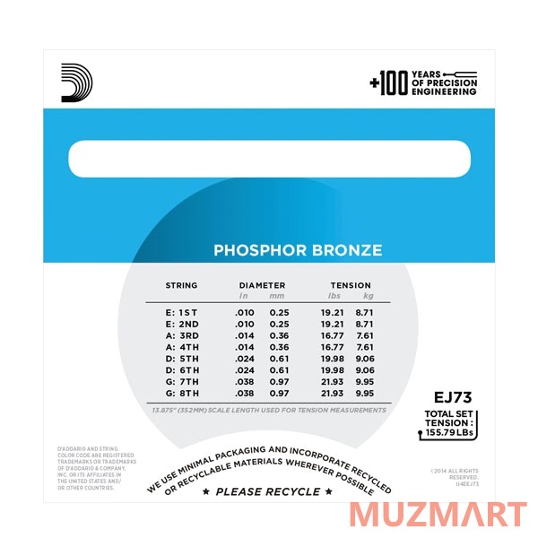 D'Addario EJ73 Струны для мандолины, Medium, 10-38