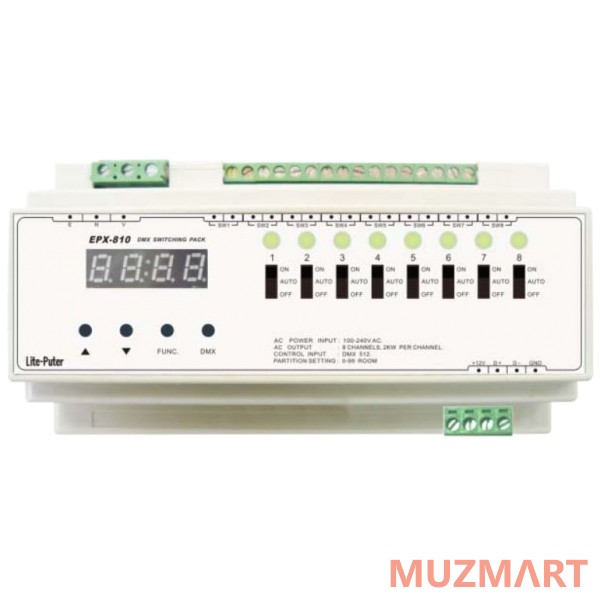 Lite-Puter EPX-810 Свитчер 8х10А, DMX-512, на DIN рейку