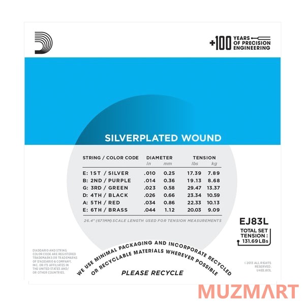 D'Addario EJ83L Струны для акустической гитары типа Selmer