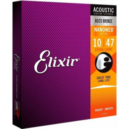Elixir 11002 Nanoweb Extra Light ANTI-RUST Струны  для акустической гитары