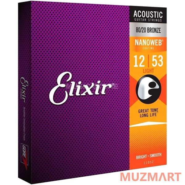Elixir 11052 Nanoweb ANTI-RUST Light Струны  для акустической гитары
