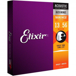 Elixir 11102 Nanoweb ANTI-RUST Medium Струны для акустической гитары