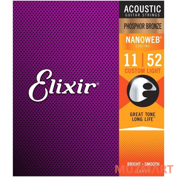 Elixir 16027 NanoWeb Anti-rust Custom Light Струны для акустической гитары