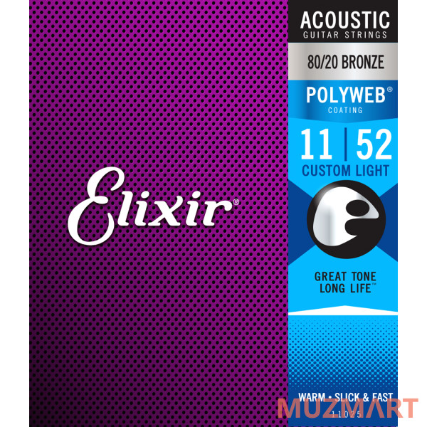 Elixir 11025 Polyweb ANTI-RUST Custom Light Струны для акустической гитары