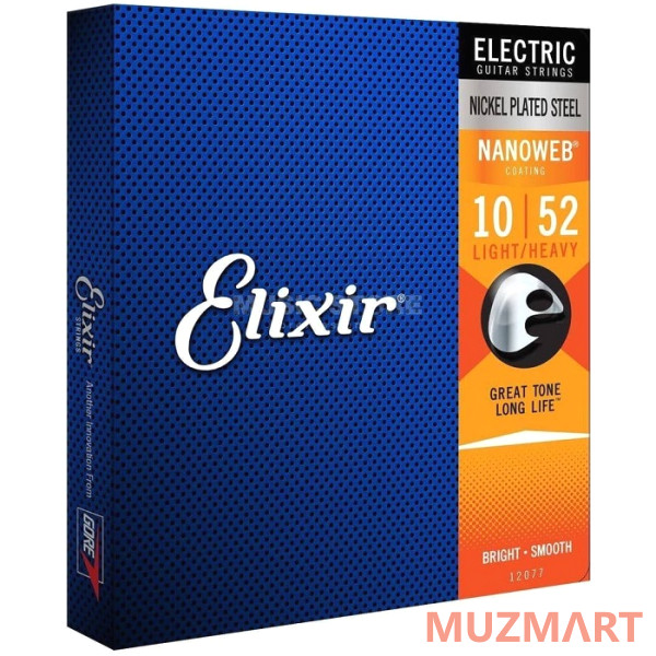 Elixir 12077 Anti Rust Nanoweb Light Heavy Струны для электрогитары