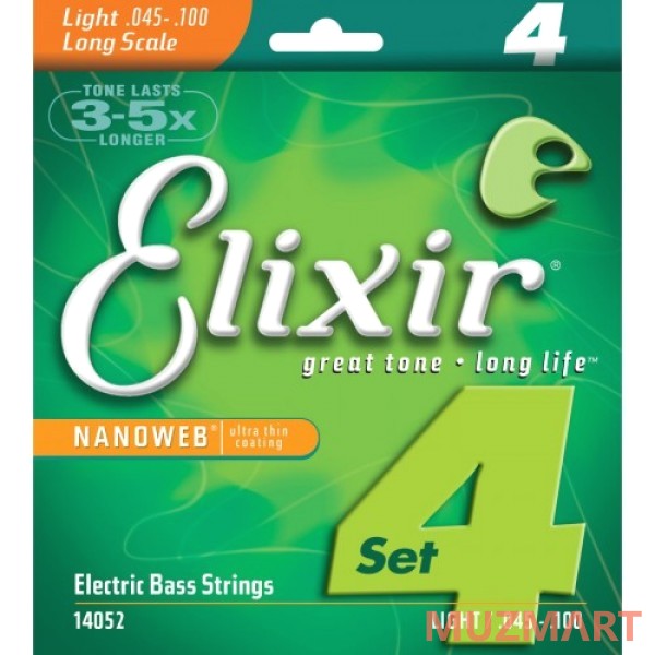 Elixir 14052 Nanoweb Light Струны для 4-х струнной бас гитары