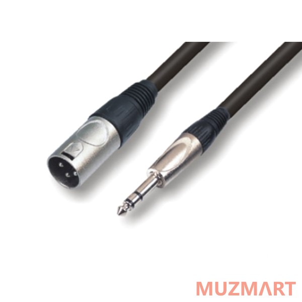 Roxtone MXJ240/1 Кабель микрофонный XLR 3P - 6,3мм stereo Jack, 1м