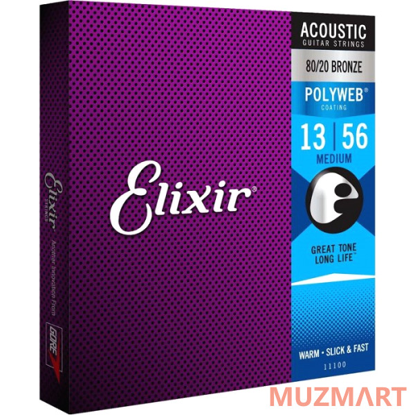 Elixir 11100 Polyweb Anti-rust Medium Струны для акустической гитары
