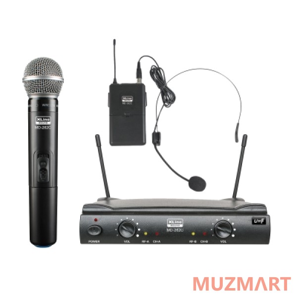 XLine MD-262C Радиосистема двухканальная c ручным передатчиком и поясным передатчиком с головной гарнитурой